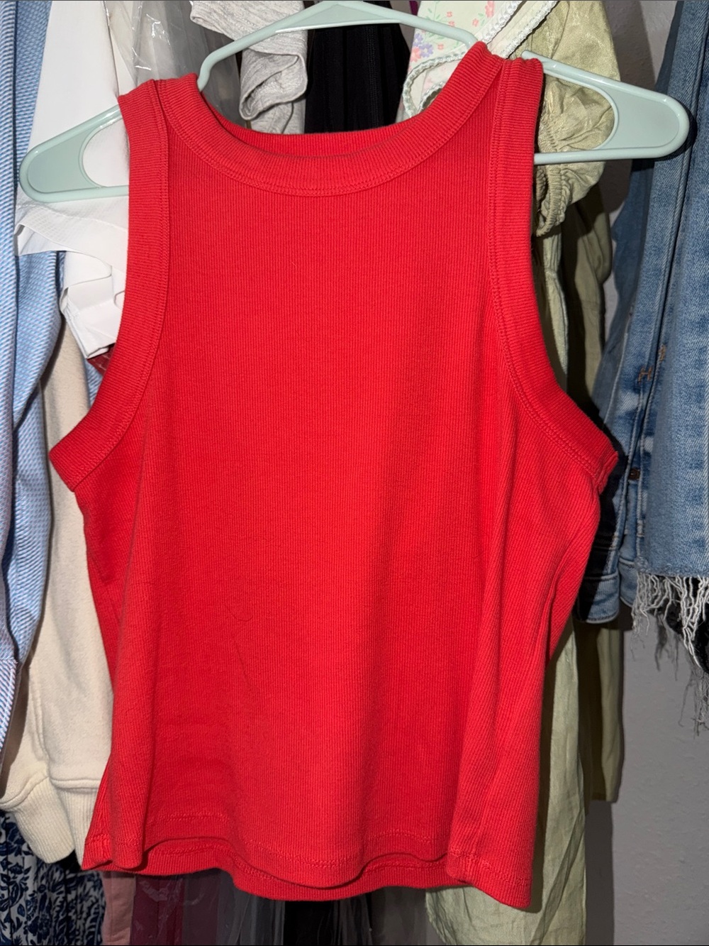 Old Navy Red Ribbed Tank Top